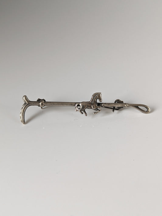Silver Steed Running Horse Brooch / Stock Tie Pin