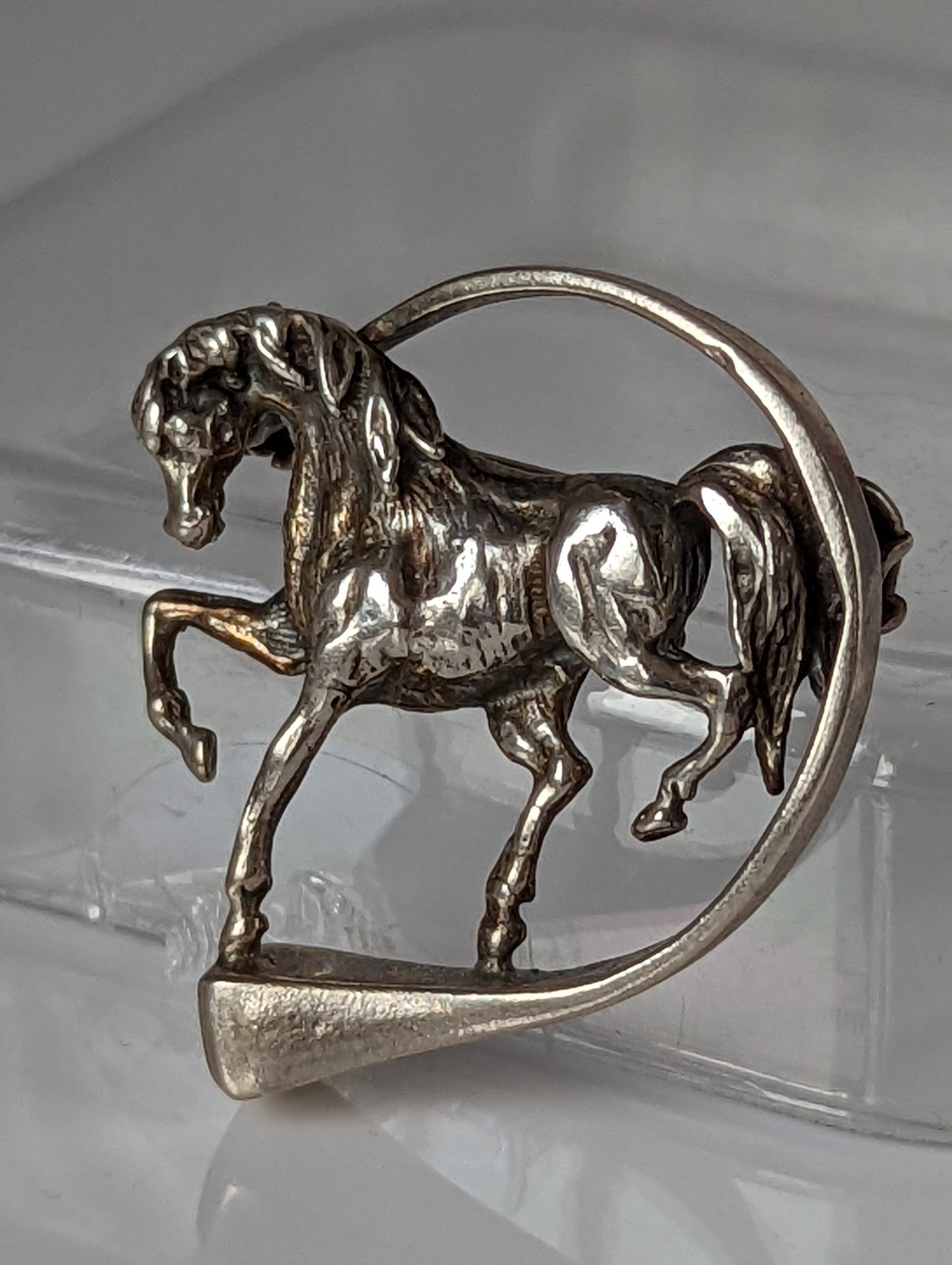 Silver Steed Horse Within Hoofnail Silver Brooch / Stock Tie Pin