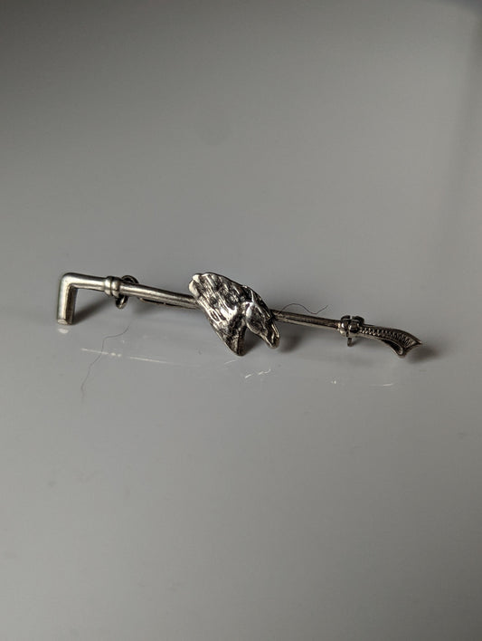 Silver Steed Horse & Cane Brooch / Stock Tie Pin