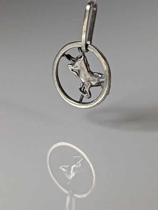 Silver Steed Horse in a Circle Pendant