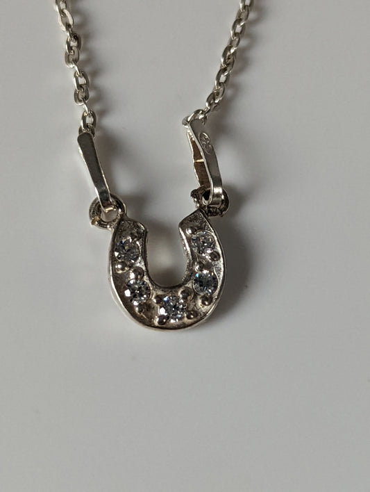 Silver Steed Crystal Horseshoe Necklace