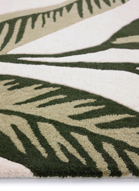Paradise Leaf Hand-Tufted Wool Rug – Cream/Green