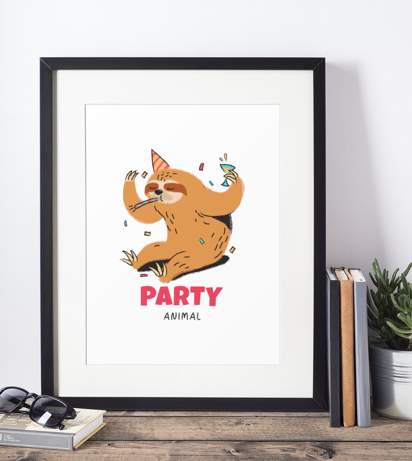 Party Animal Sloth Humorous Home Wall Decor Print