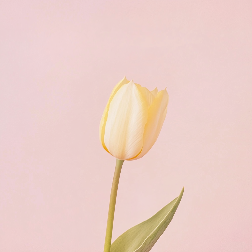 Pastel Yellow Tulip Cotton Cushion
