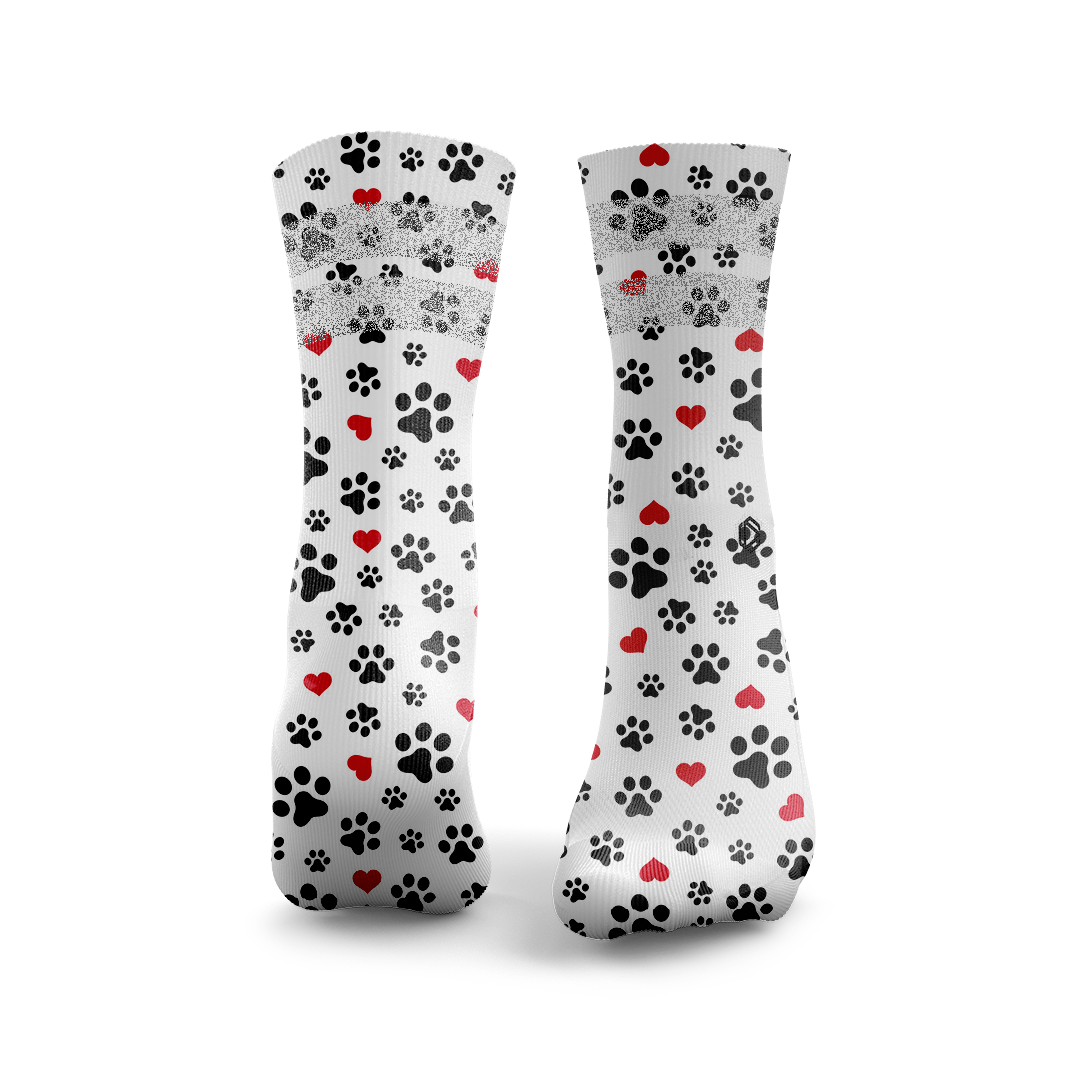 Paw Print Hearts Glitter Socks