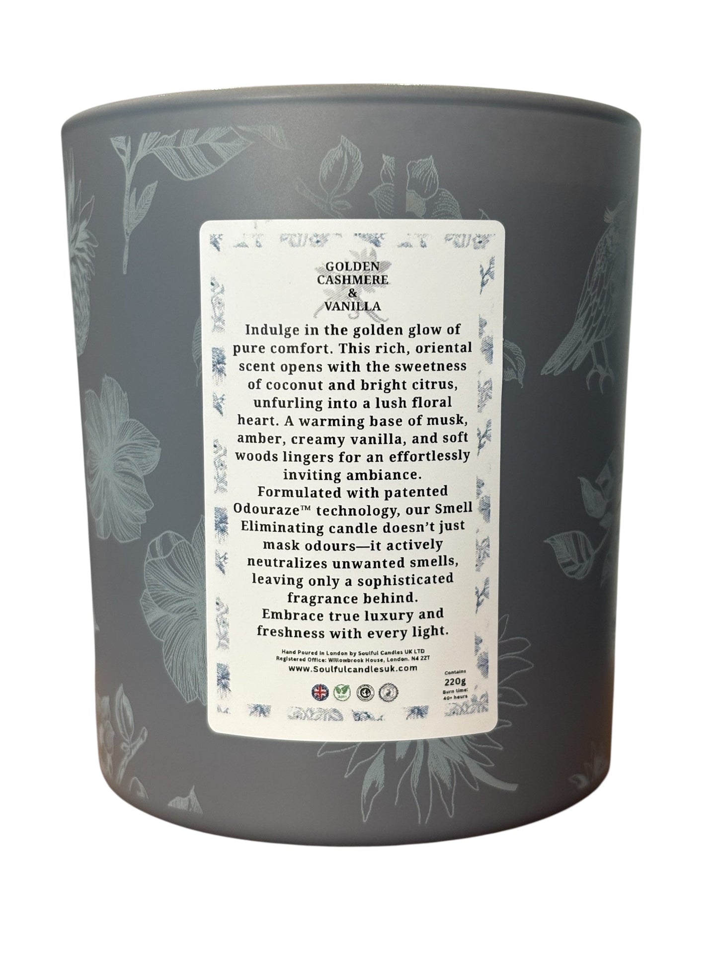 Golden Cashmere & Vanilla – Odour Neutralising Soy Candle (30cl)