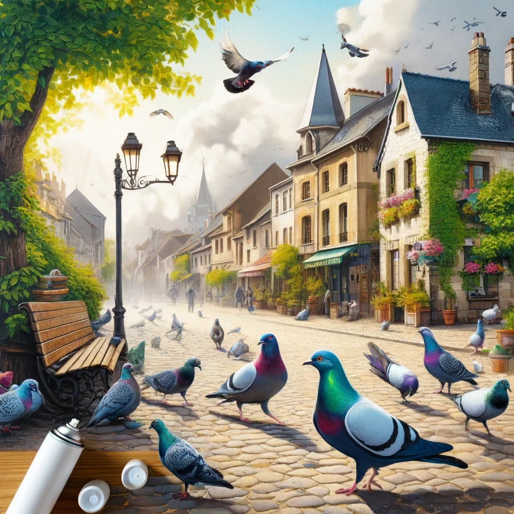Pigeons in Town Square Canvas