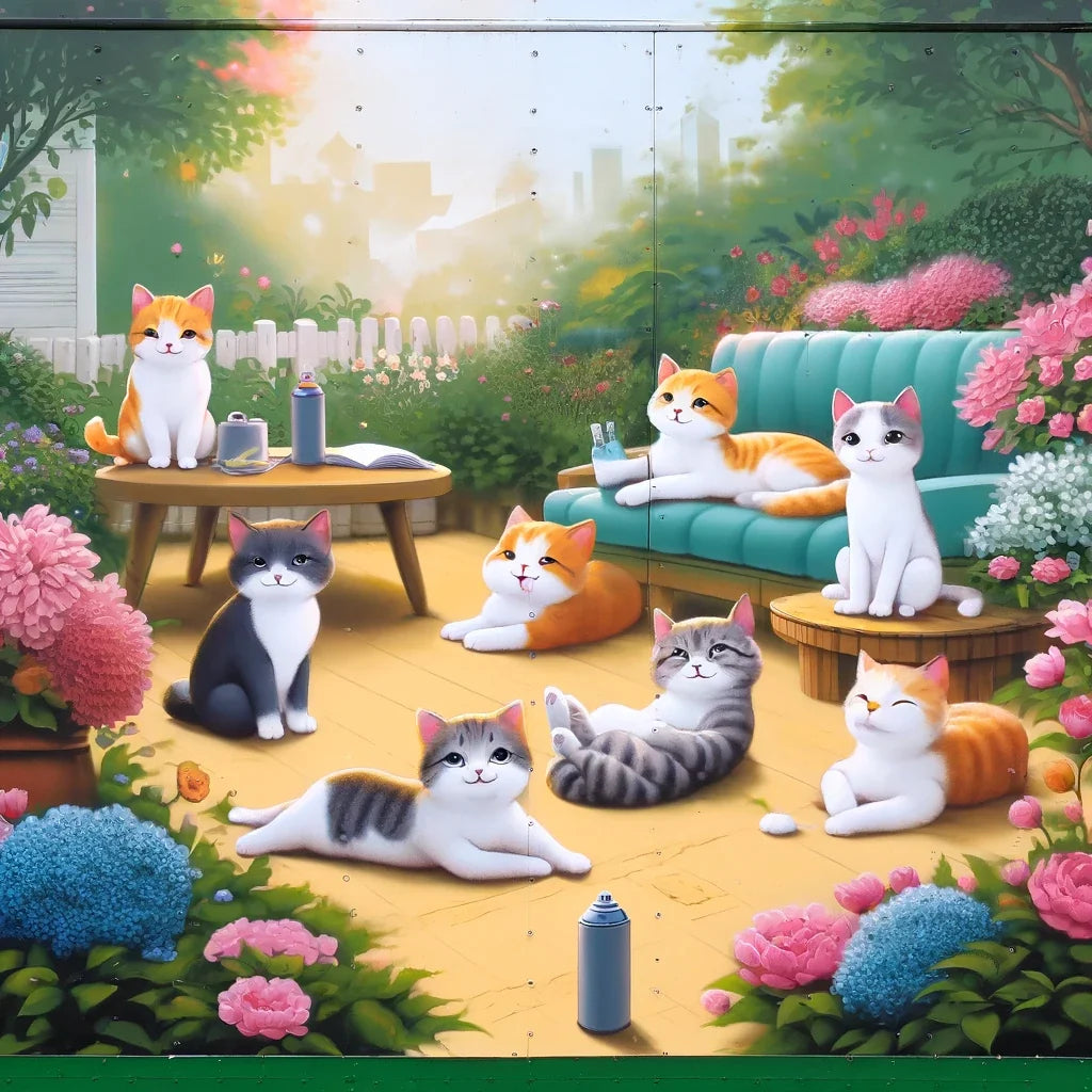 Playful Garden Cats Canvas