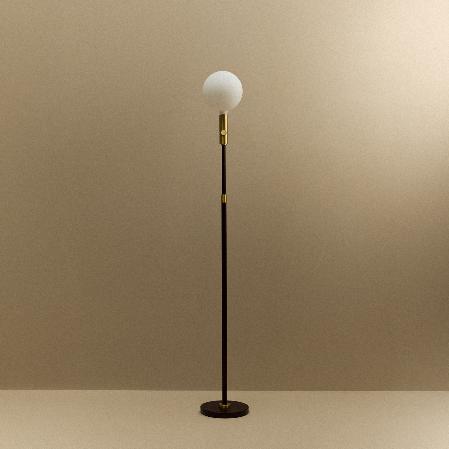 Poise Adjustable Floor Lamp in Brass + Sphere V
