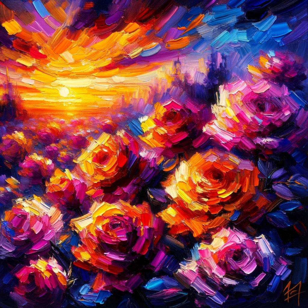 Post-Impressionist Rose Twilight Canvas