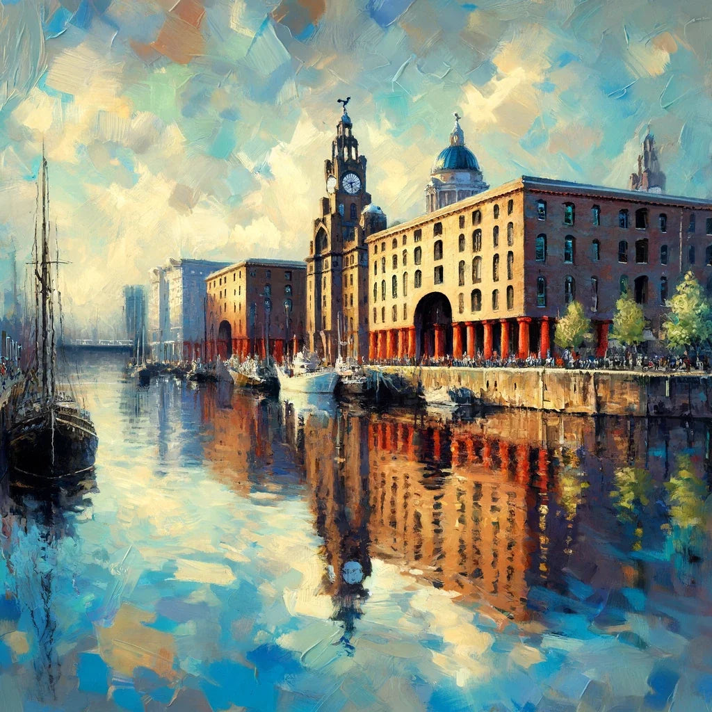 Post-Impressionist Royal Albert Dock Liverpool Canvas
