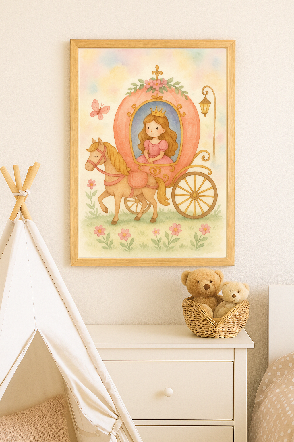 Princess Carriage Ride – Fairytale Wall Art for Girls’ Bedroom