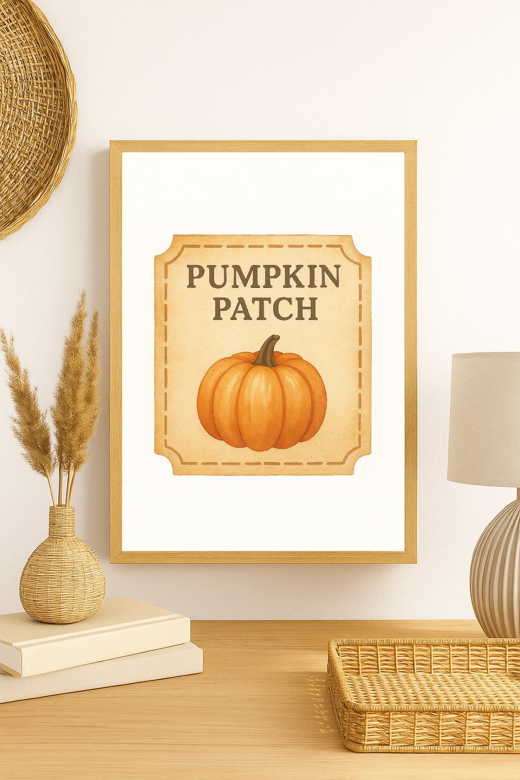 Pumpkin Patch Ticket Wall Art – Rustic Farmhouse Autumn Décor