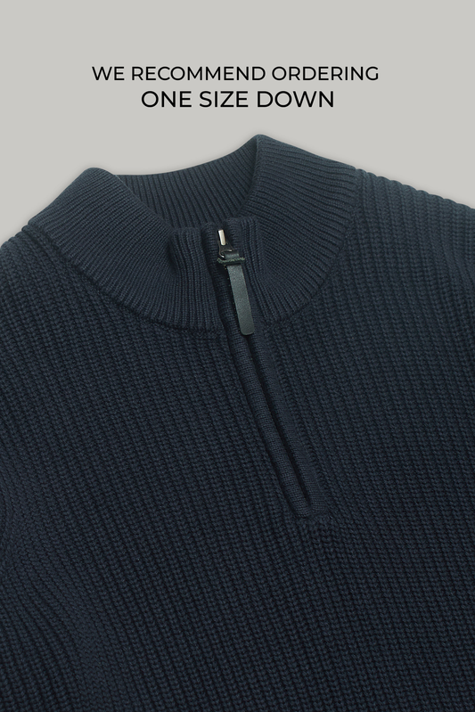 J Hailey Quarter Zip Knit - Dark Midnight