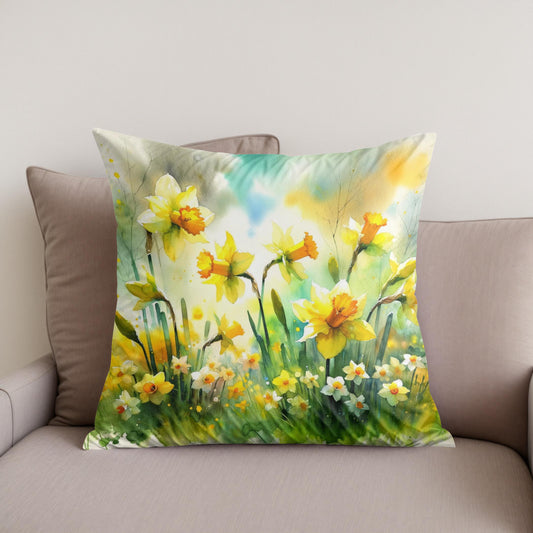 Spring's Joyful Dance Cotton Cushion