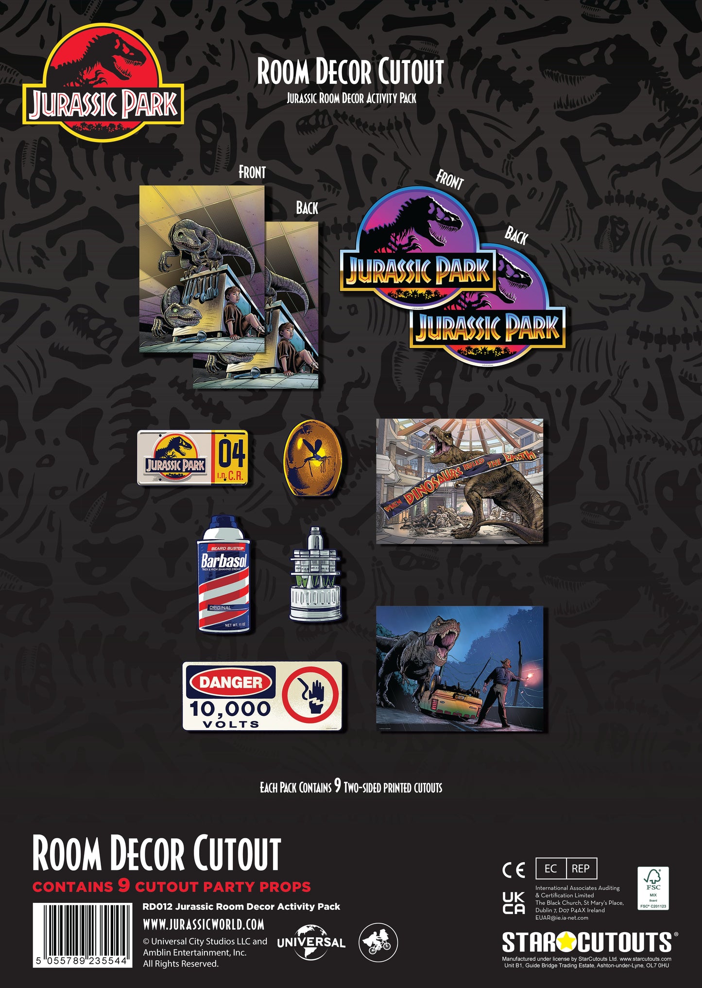 RD012 Jurassic Park Room Decoration Pack Activity Pack Cardboard Cut Out Height 40cm