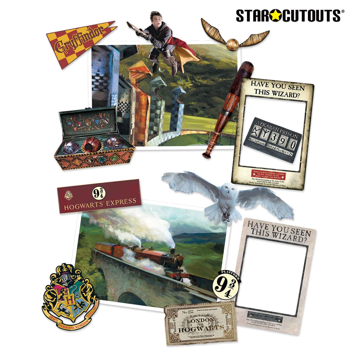 RD020 Harry Potter Room Decor Pack 15 PCs Includes Golden Snitch, Prisoner of Azkaban Selfie Frame, Hogwarts Express Ticket & More