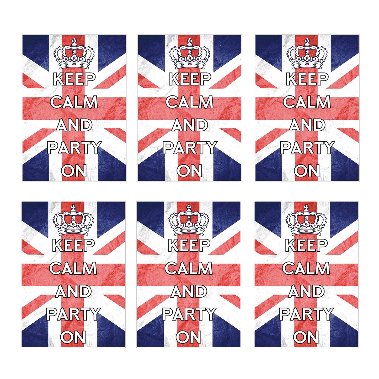 RD081 Keep Calm & Party On Posters – 6 Pack Posters Height 44cm