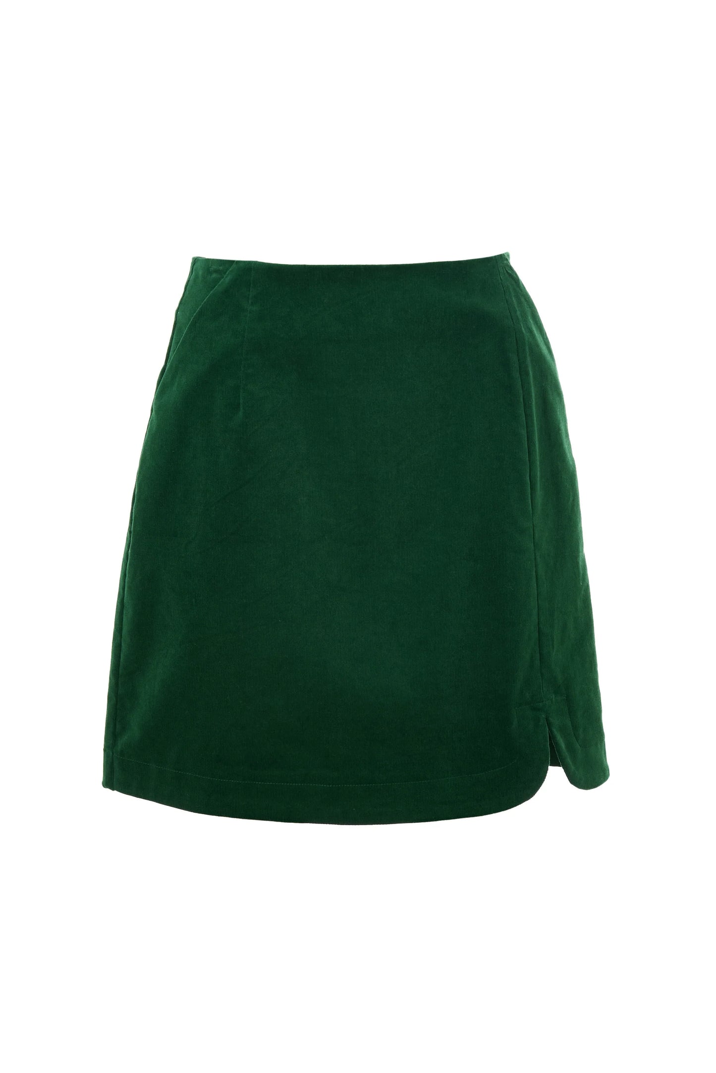 Ria Babycord A-Line Mini Skirt - Dark Green