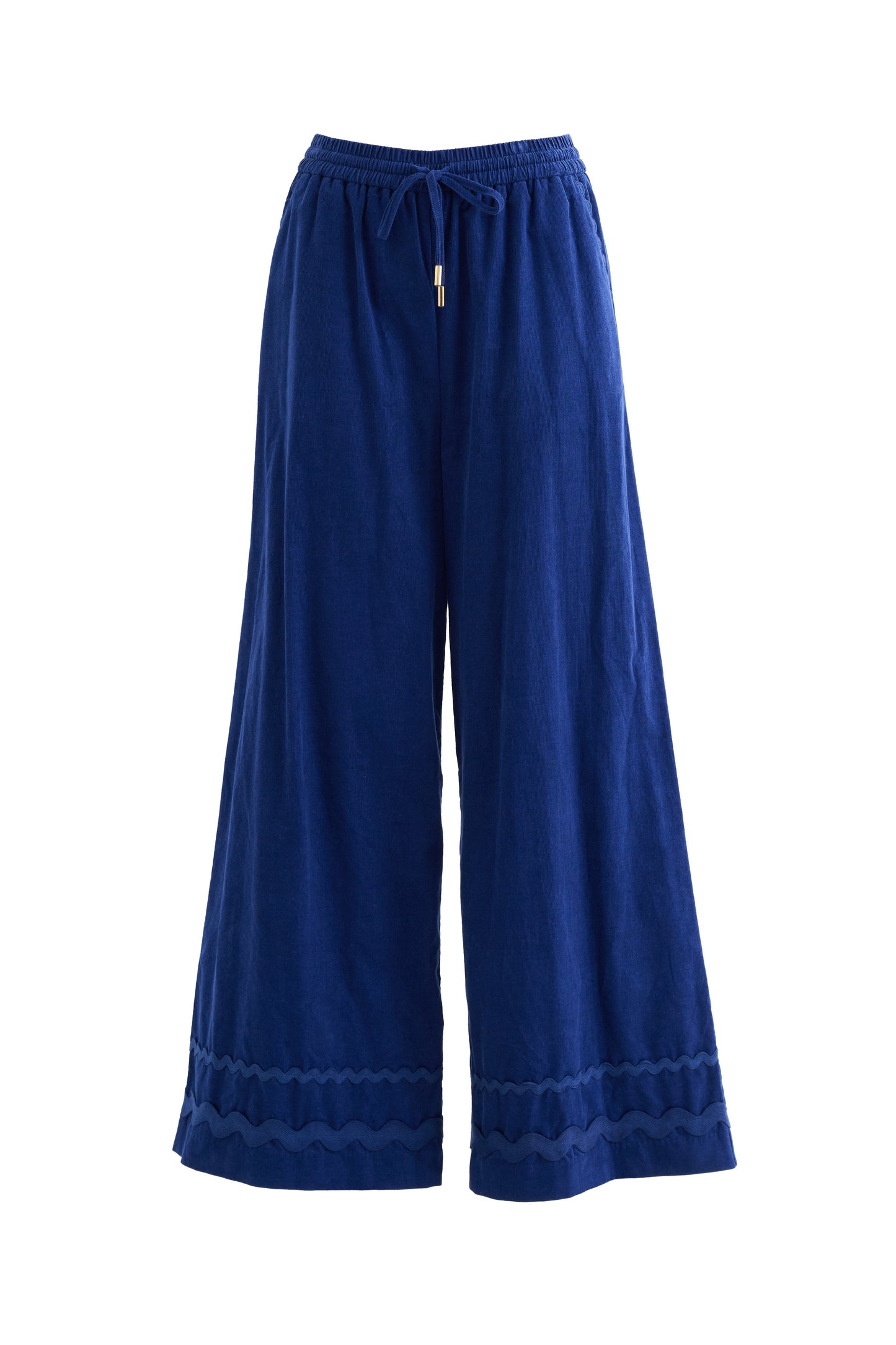 River Babycord Ric Rac Trim Wide Leg Trouser - Navy