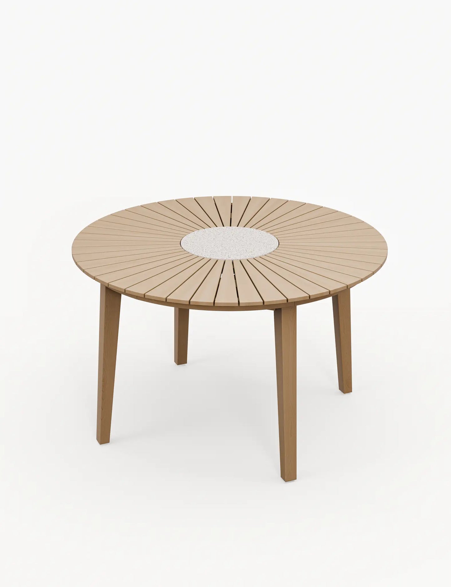 Roma 4 Seater Round Sunray with Terrazzo Insert Dining Set with Sol Dining Chairs