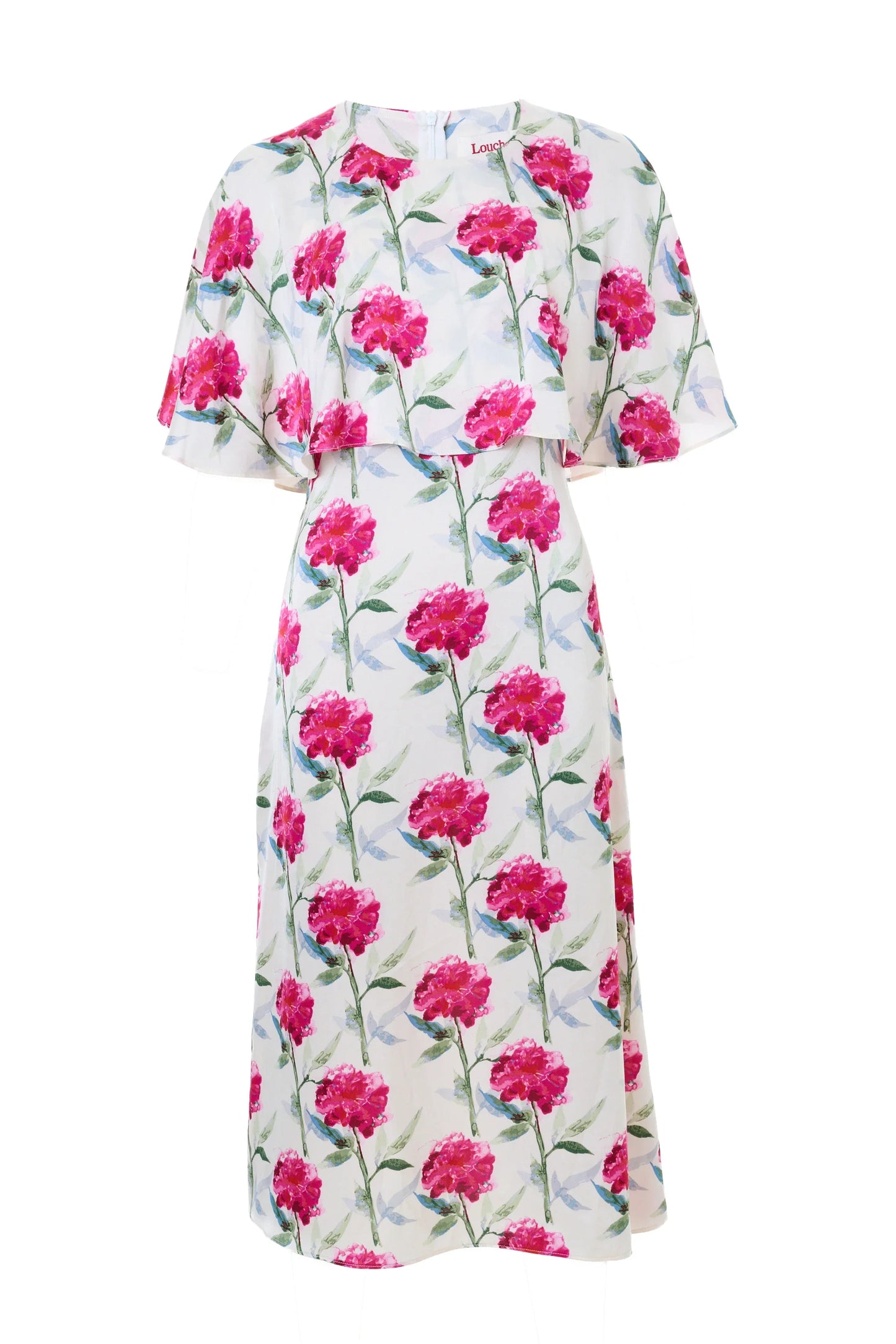 Rosso Loveflower Print Cape Midi Dress