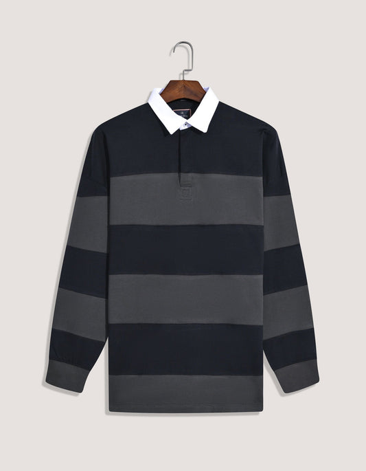 Black Striped Oversized Rugby Shirt