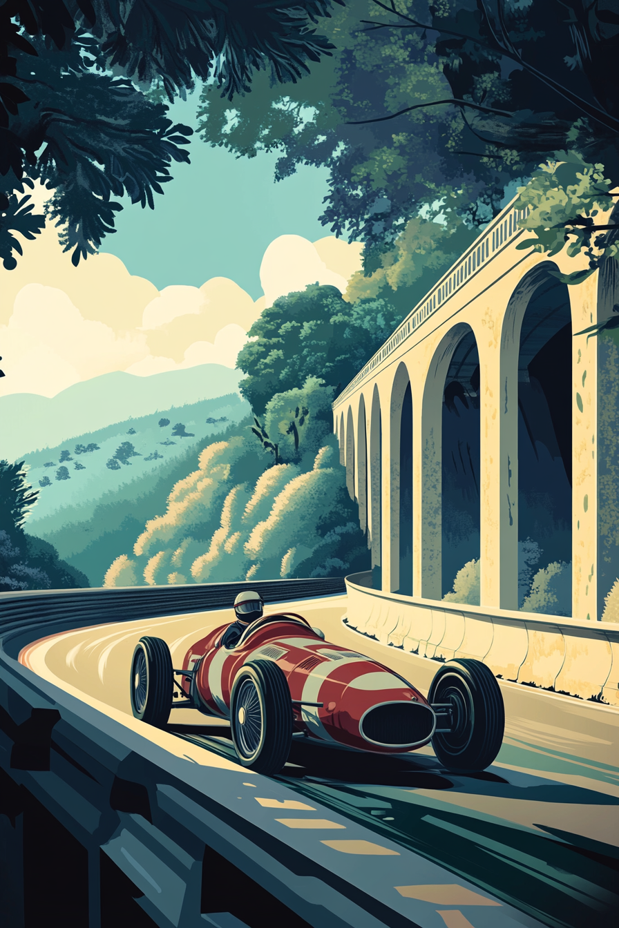 Racing Car Under Bridge Canvas