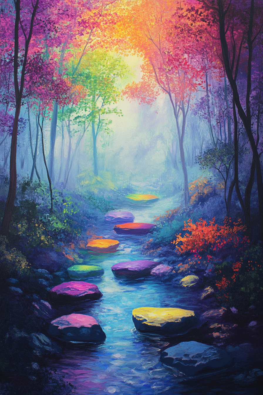 Rainbow Glow Forest Canvas