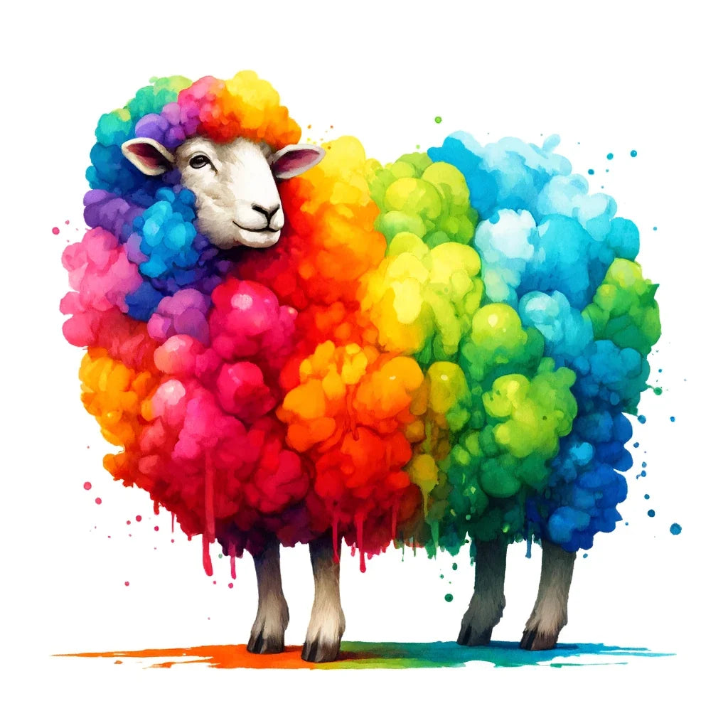 Rainbow Wool Sheep Cotton Cushion
