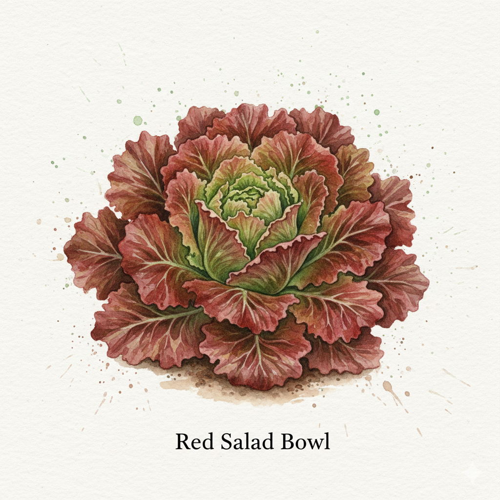 Lettuce Seeds - Red Salad Bowl - RHS Award Red Oak Leaf (1,200 Seeds)