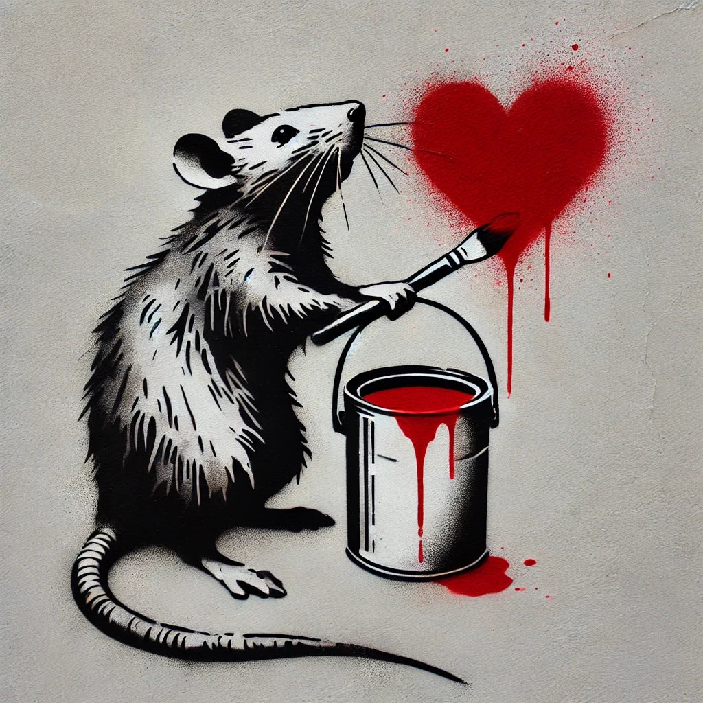 Red Heart Rat Canvas