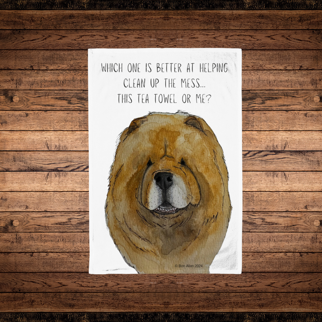 Red Chow Chow Tea Towel – Dry Dishes with a Fluffy Touch!