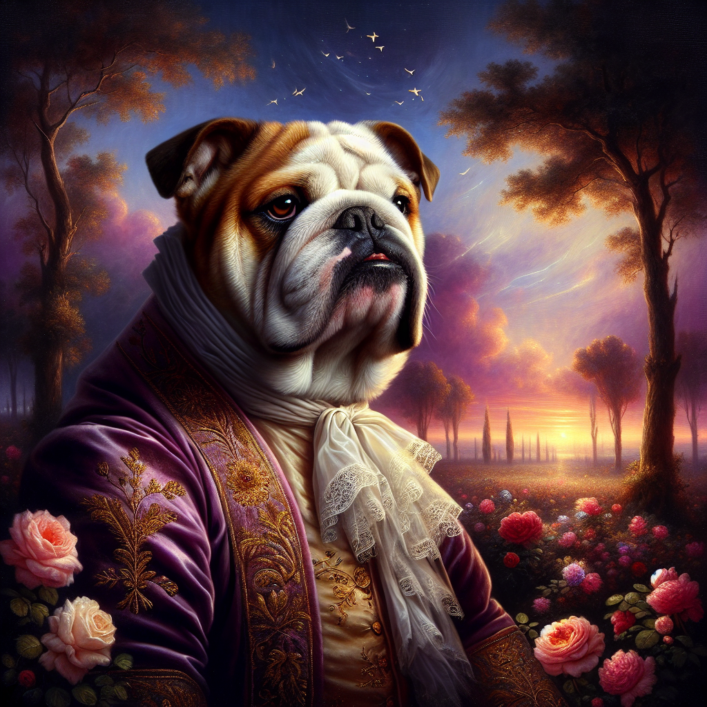 Regal Bulldog Twilight Canvas