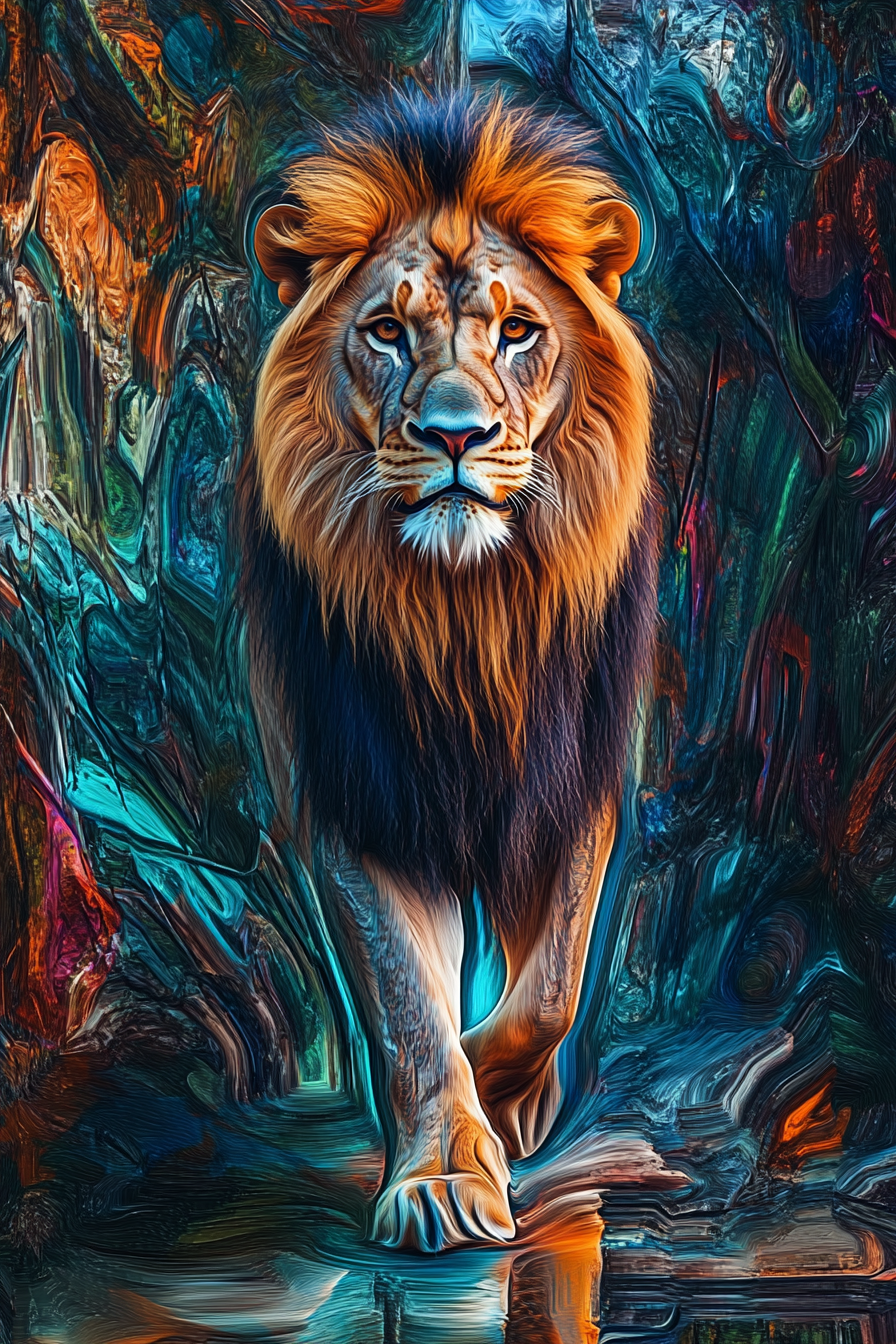 Regal Reflection Lion Canvas