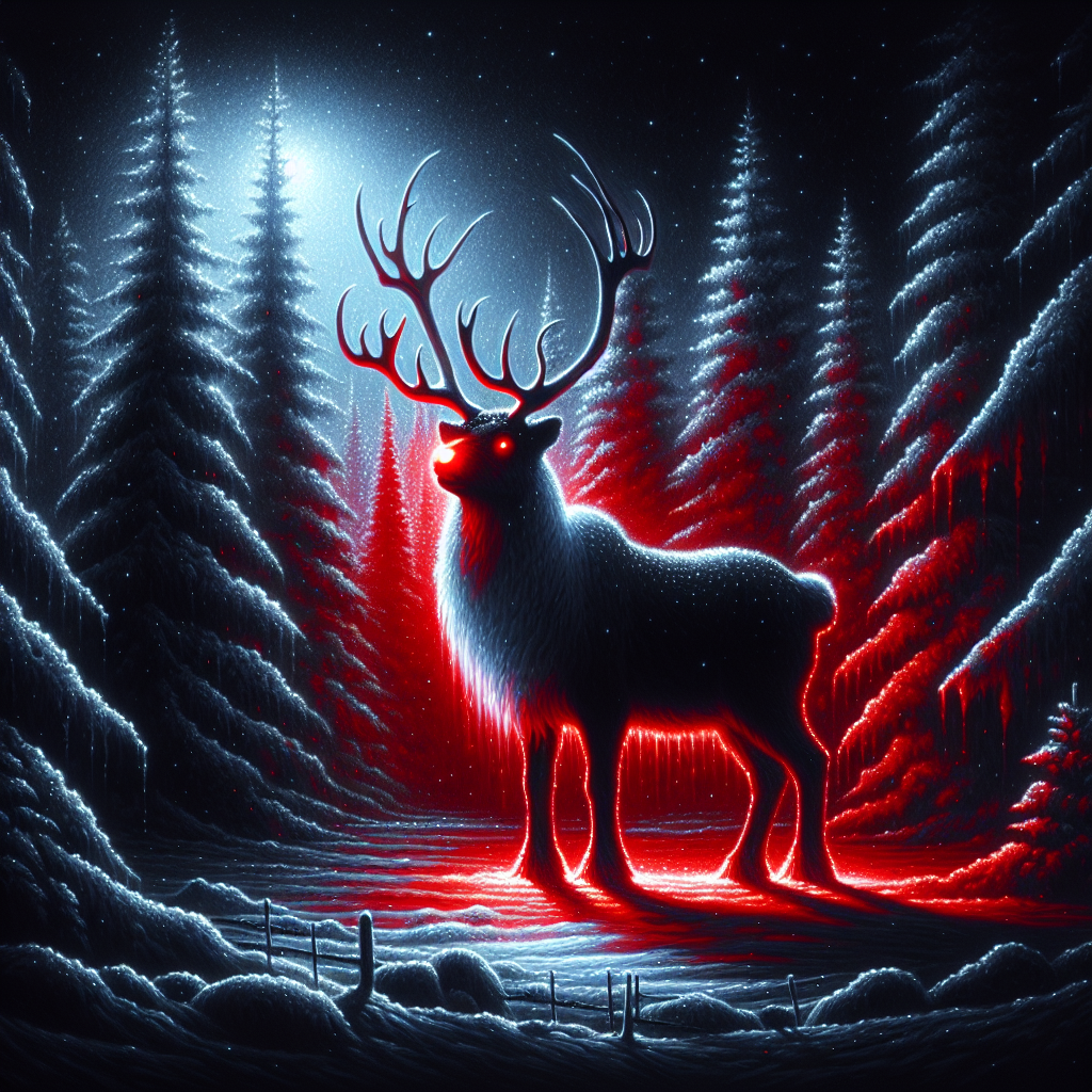 Reindeer's Radiance Nightfall Canvas