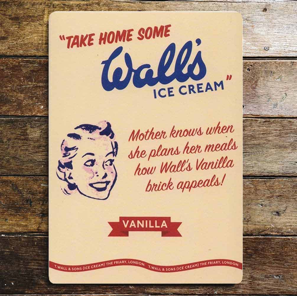 Retro Walls Ice Cream Vanilla Metal Advertising Sign