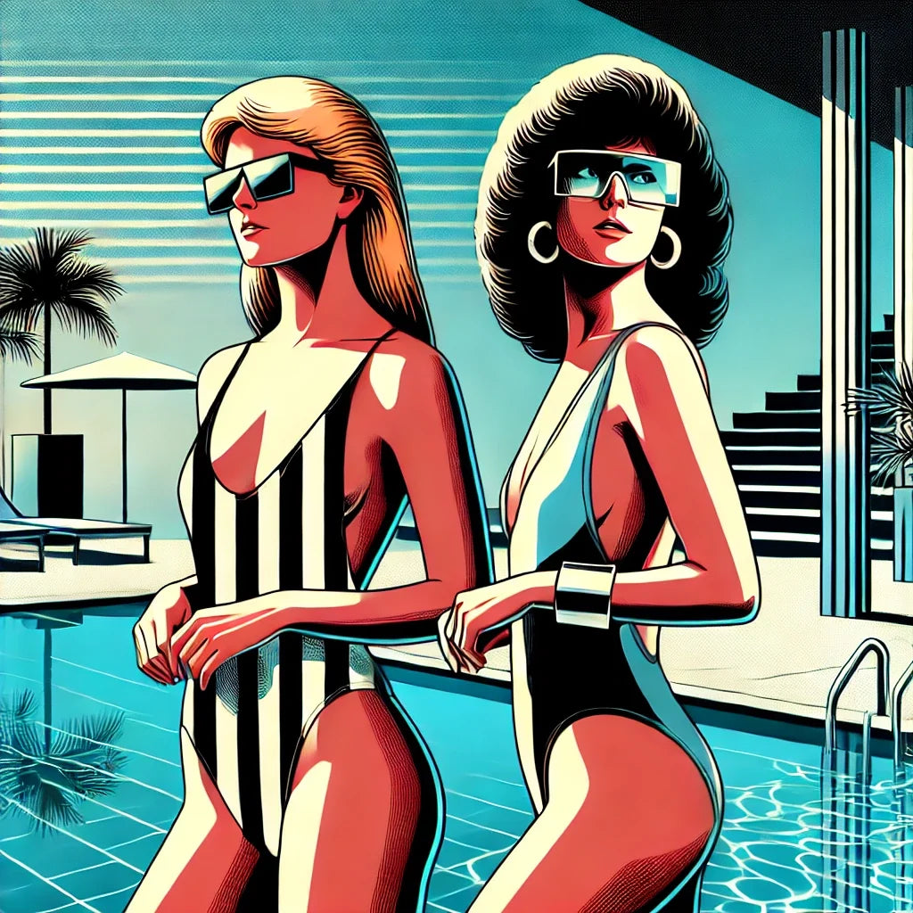 Retro Elegance Poolside Canvas