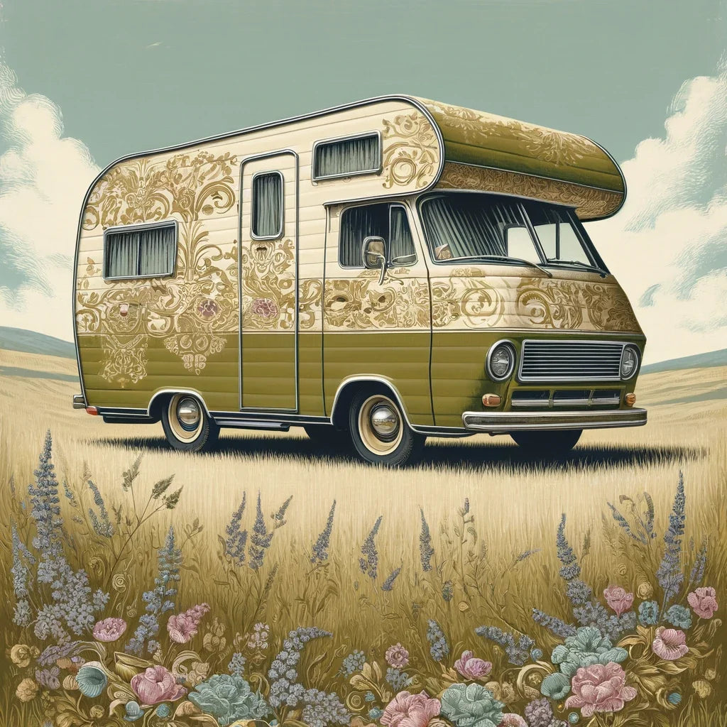 Retro Flower Camper Canvas