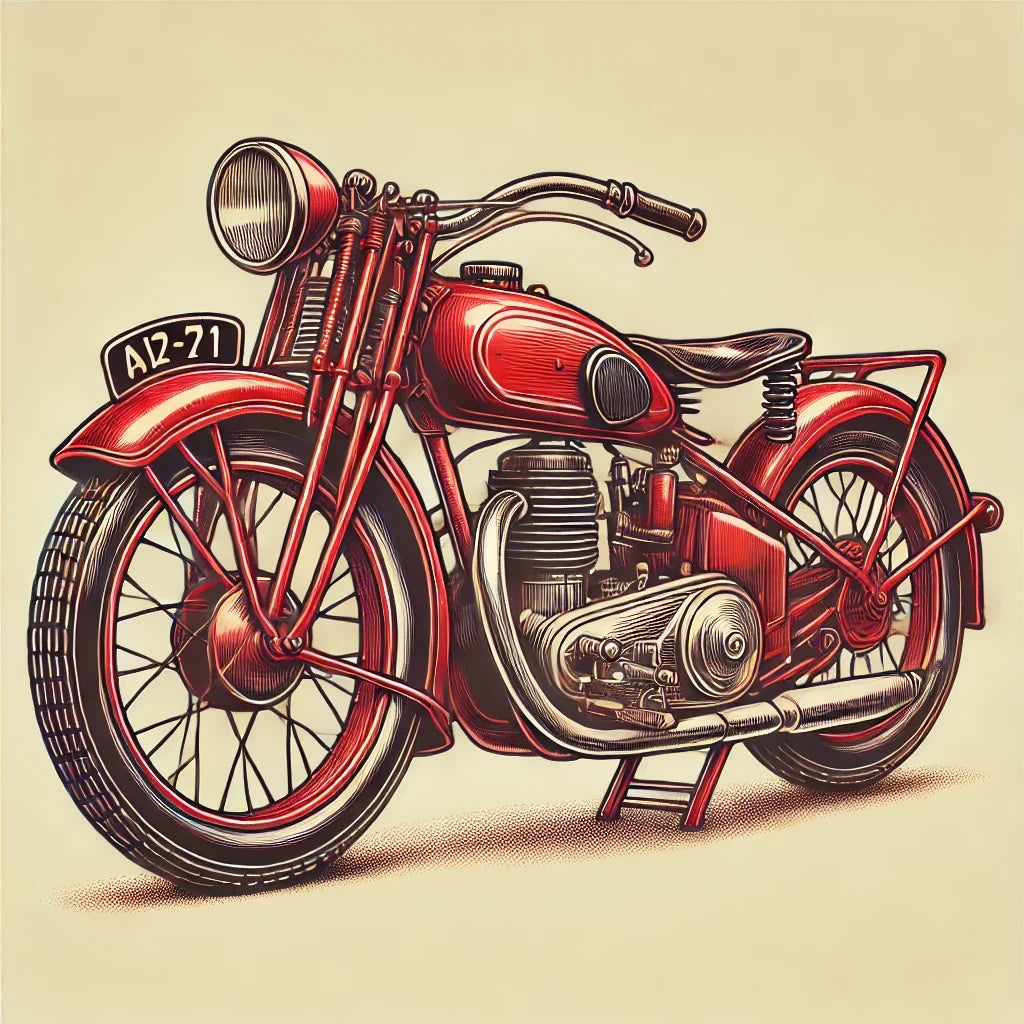 Retro Red Motorcycle Canvas