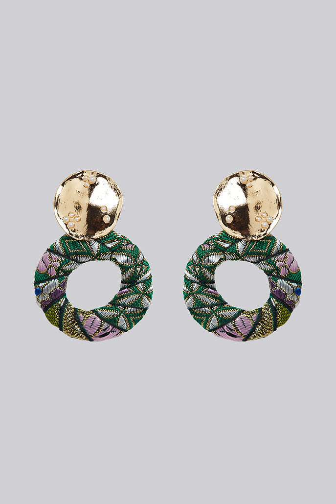 Louche Reuben Oval Shape Earring - Green