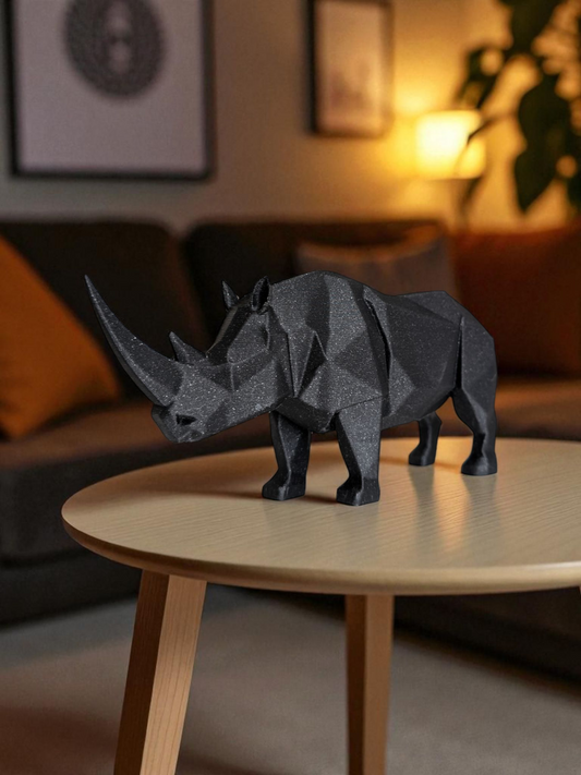 Sculpture #29 | 3D Printed Rhino Sculpture - Modern Geometric Wildlife Decor