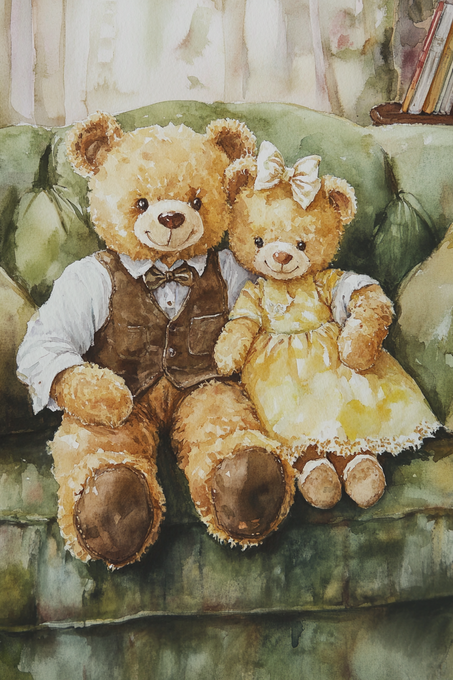 Romantic Teddy Bears Canvas