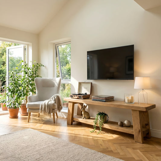 ROME Solid Wood Chunky TV Unit / Bench