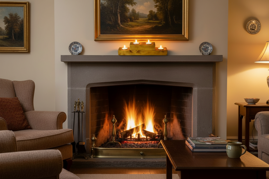 Rustic Wooden T-Light candle holder 2 tier 4 candles