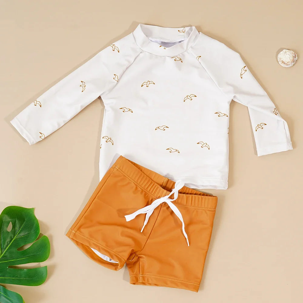 Baby Boys Long Sleeved Swimsuit 2pcs Set