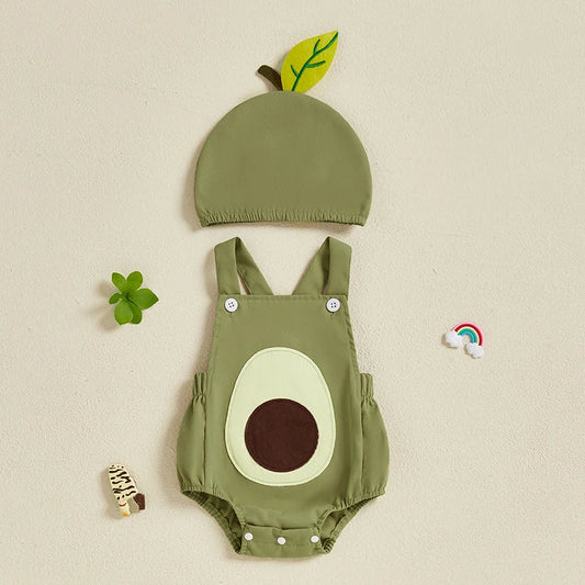 Baby Fruit Overalls Romper with Hat