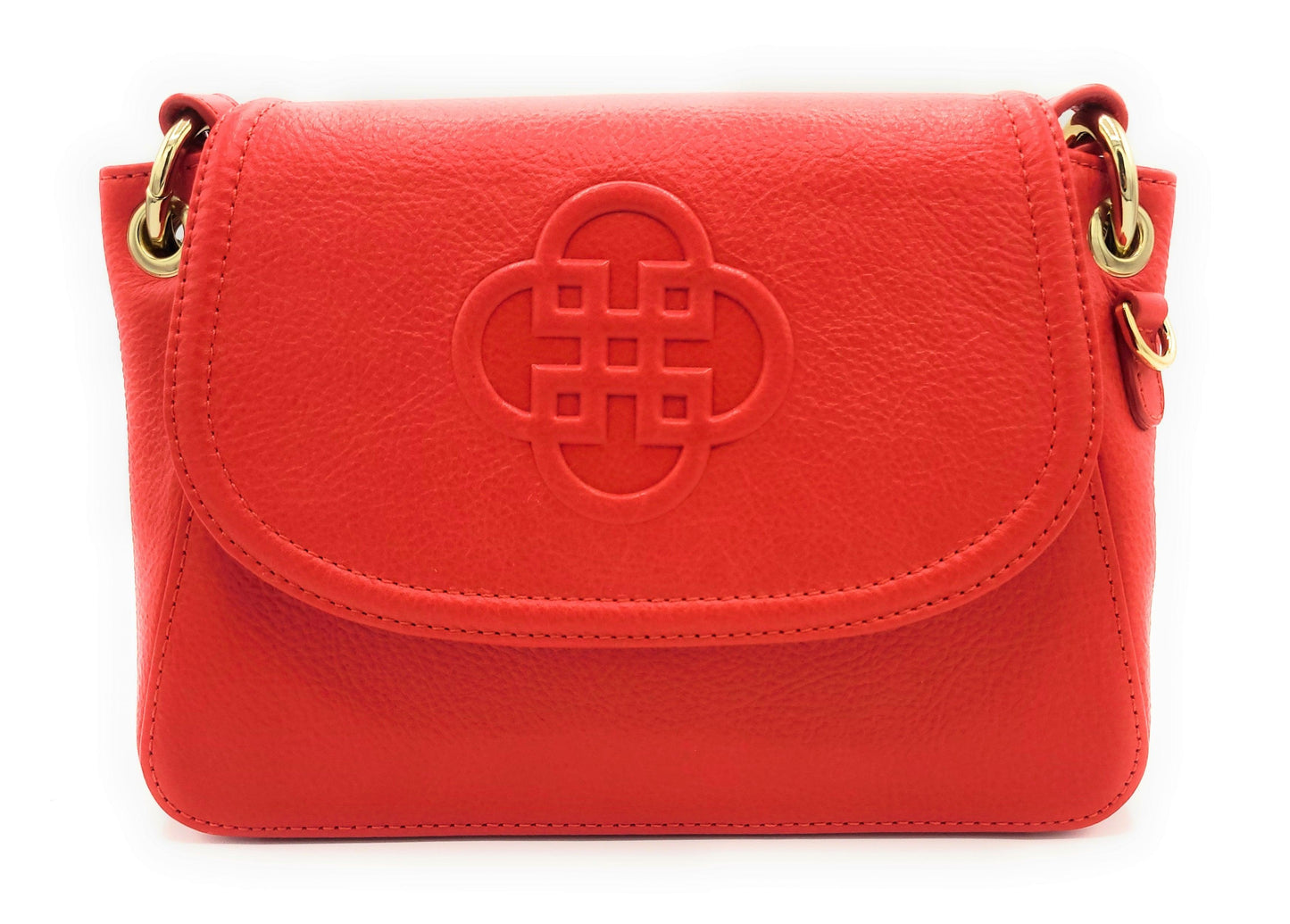 SADDLER EMMA Real Leather Designer Flapover Handbag with Ring Detail