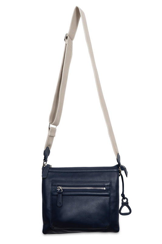 Ellen Leather 3-Section Zip-Top Crossbody bag - Handmade by Saddler