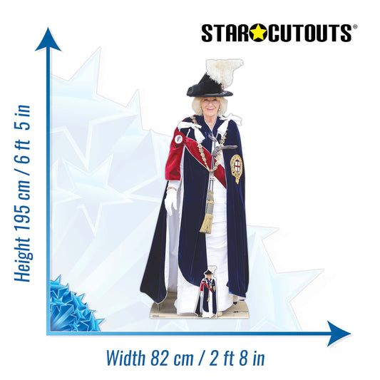SC4386 Queen Camilla Royal Family Garter Cardboard Cut Out Height 195cm